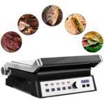 Elektrinis kontaktinis grilis su aukščio reguliavimu ir 2000 W galios (Sidabrinė)