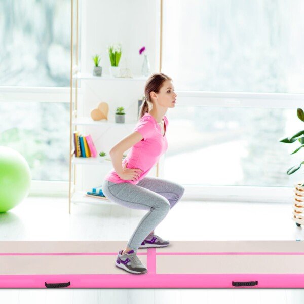 Pripučiama gimnastikos čiužykla 400 x 100 x 10 cm (Rožinė)