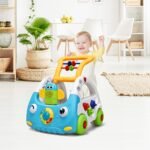 Kūdikio stumiamasis vežimėlis su muzika šviesomis ir reguliuojamu aukščiu (Mėlyna)