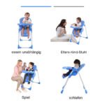 Reguliuojama aukšta maitinimo kėdutė su atrama kojoms (Oranžinė)
