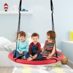 Lizdinė sūpynė su žaidimų palapine 100 cm skersmens (Oranžinė)
