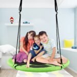 Lizdinė sūpynė su palapine 100 cm vaikams (Žalia)