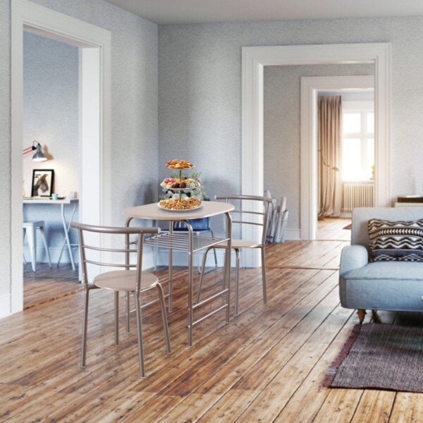 Valgomojo komplektas su dviem kėdėmis (Pilka)