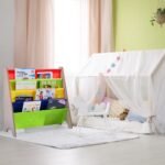 Vaikiška keturių skyrių knygų ir žaislų lentyna (Natūrali)