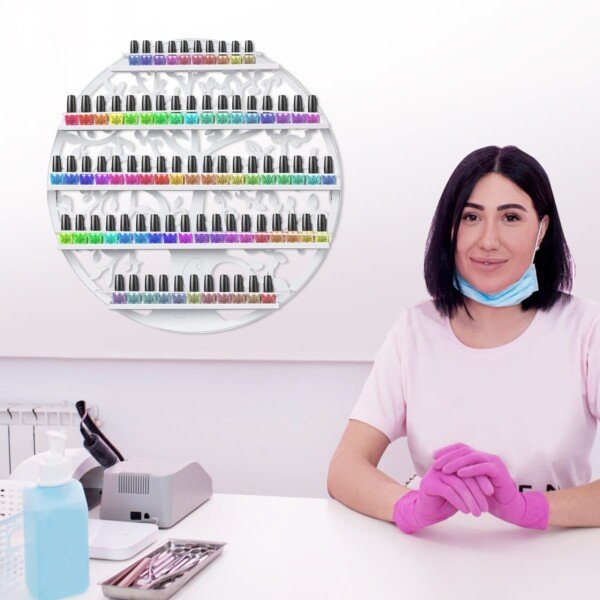 Apvalus 5 pakopų sieninis lentynų stovas (Balta)