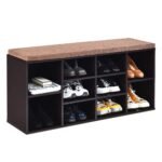 Balta batų spintelė su atidaroma sėdyne (Ruda)
