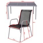 7 vietų lauko sodo baldų komplektas su metaliniu rėmu (Pilka)