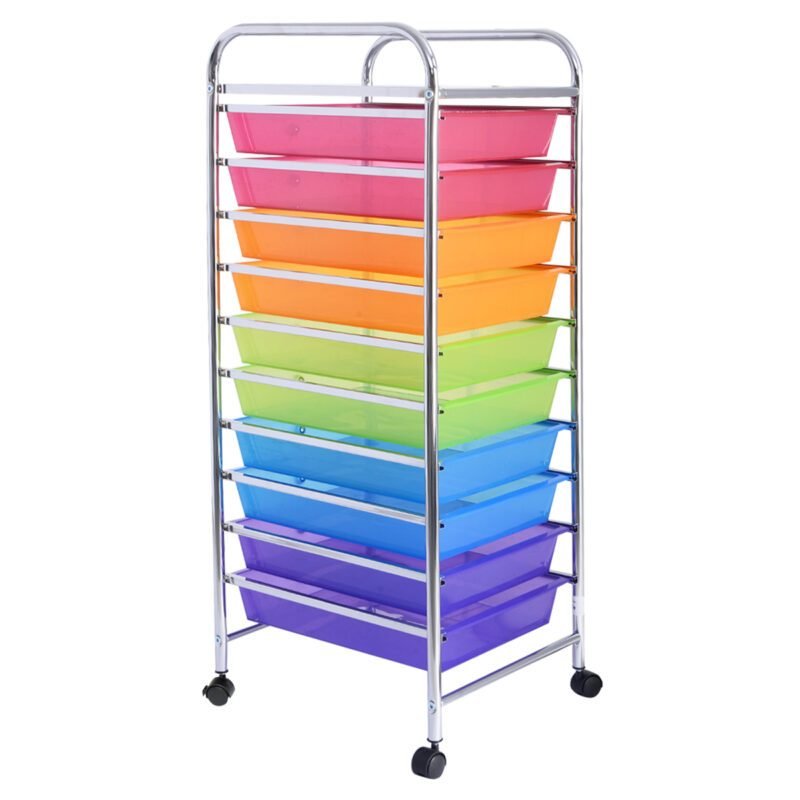 Mobilus stalčių vežimėlis su 10 skyriais (Įvairiaspalvė)