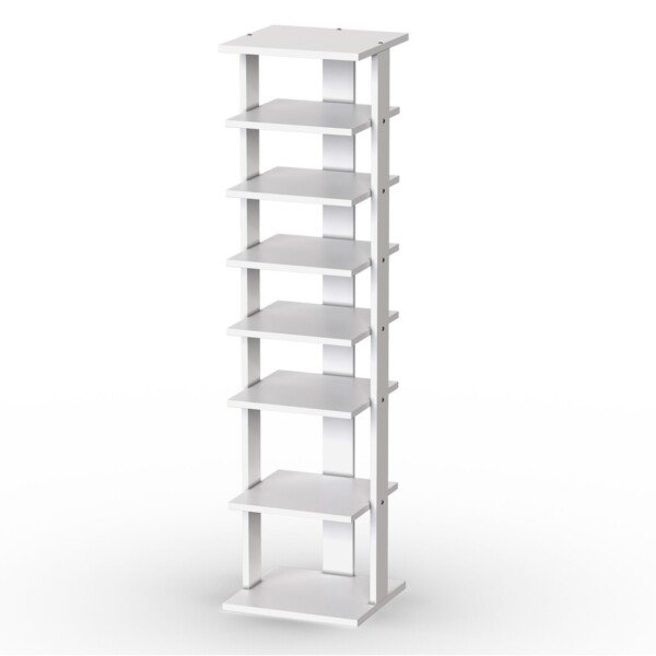 Aštuonių pakopų medinis batų organizatorius (Balta)