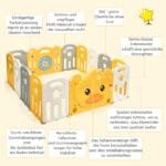 Vaikų žaidimų aptvaras su 14 panelių ir žaislų lentą (Geltona)