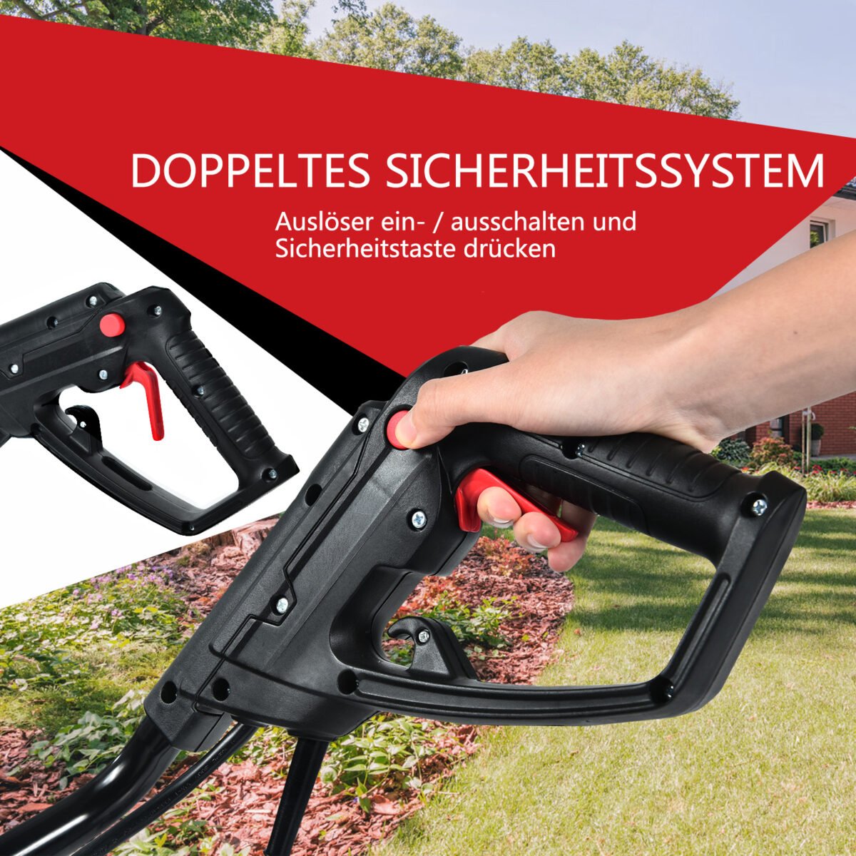 Elektrinė šešiabriaunė dirvos purenimo freza (Raudona ir juoda)