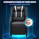 Ergonomiška žaidimų kėdė su atlenkiamu atlošu ir ištraukiama kojų atrama (Juoda ir balta)