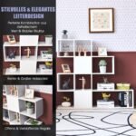 5 pakopų kopėčių formos medinė lentyna (Balta)