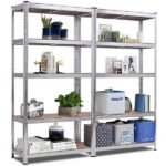 Metalinės 5 lygių lentynos 2 vnt. 90 x 40 x 180 cm (Sidabrinė)