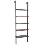 Laiptų tipo penkių pakopų lentyna su metaliniu rėmu (Ruda)