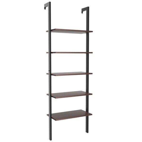 Laiptų tipo penkių pakopų lentyna su metaliniu rėmu (Ruda)