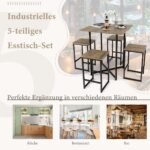 Virtuvės stalo ir kėdžių komplektas 5 vnt (Pilka)