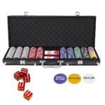 Profesionalus pokerio rinkinys su 500 žetonų ir priedais (Juoda)