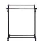 Reguliuojamas drabužių stovas su papildoma saugojimo vieta (Juoda ir sidabrinė)