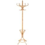 Universalus rūbų stovas su 12 kabliukų ir skėčių laikikliu (Natūrali)