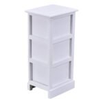 Paulownia medienos komoda su 3 stalčiais (Balta)