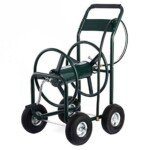 Metalinis sodo žarnos vežimėlis su pneumatiniais ratais (Žalia)