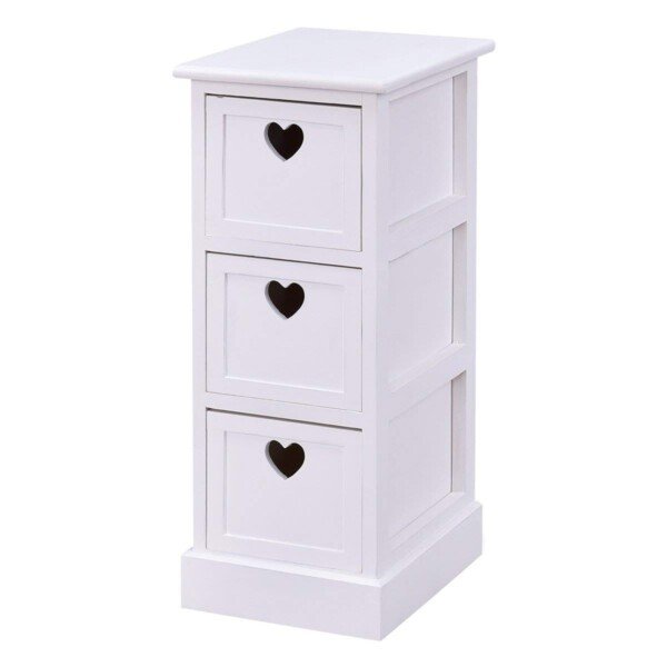 Paulownia medienos komoda su 3 stalčiais (Balta)