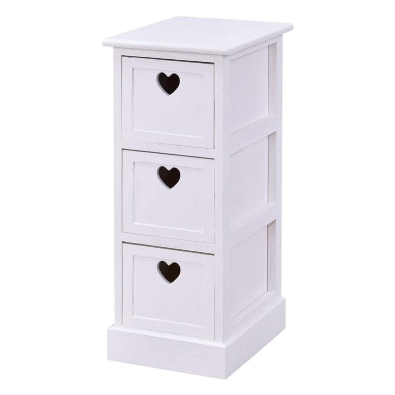 Paulownia medienos komoda su 3 stalčiais (Balta)