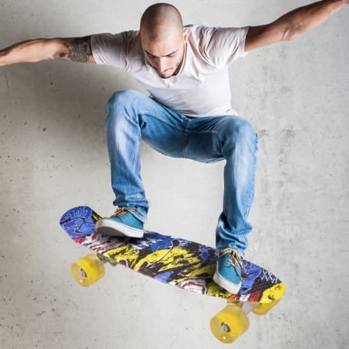 Komplektinė riedlentė su šviečiančiais ratukais (Mėlyna ir geltona)