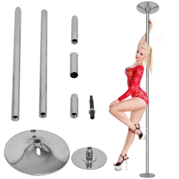 Profesionali 45 mm šokių lazda su reguliuojamu aukščiu (Sidabrinė)