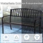 Tvirtas plieninis sodo suoliukas su dryžuotu dizainu (Juoda)