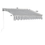 Tiesiamoji markizė su rankine pavara 3 m x 2 5 m (Pilka ir balta)