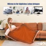 Elektrinė šildoma antklodė su 9 šildymo lygiais temperatūros reguliavimu nuo 25 iki 46 laipsnių Celsijaus 9 valandų laikmačiu 163x128 cm matmenys (Pilka)