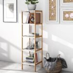 Daugiatikslis bambuko ir MDF stovas su lentynomis (Natūrali)