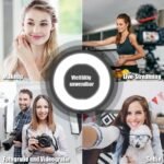 Reguliuojamas LED žiedinis šviestuvas su stovu (Juoda)