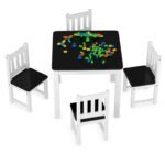 Medinė vaikų kėdutės ir stalo grupė (Balta)