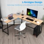 L formos kampinis rašomasis stalas su procesoriaus laikikliu (Natūrali)