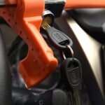 Automobilio vairo užraktas su apsauga nuo vagystės (Oranžinė)