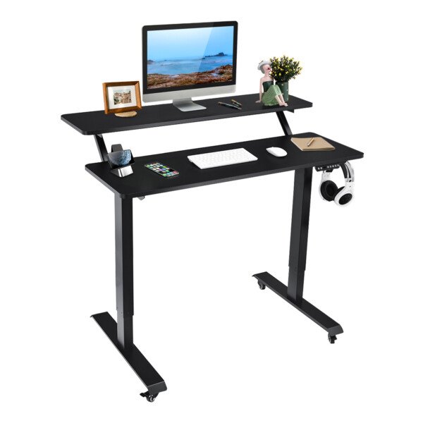 Reguliuojamo aukščio rašomasis stalas su ratukais (Juoda)