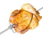 Elektrinis nerūdijančio plieno grilio iešmas su varikliu ir dviem mėsos šakėmis (Sidabrinė)