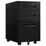 Kompaktiškas biuro konteineris su trimis stalčiais (Juoda)