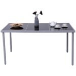 7 vietų lauko sodo baldų komplektas su metaliniu rėmu (Pilka)