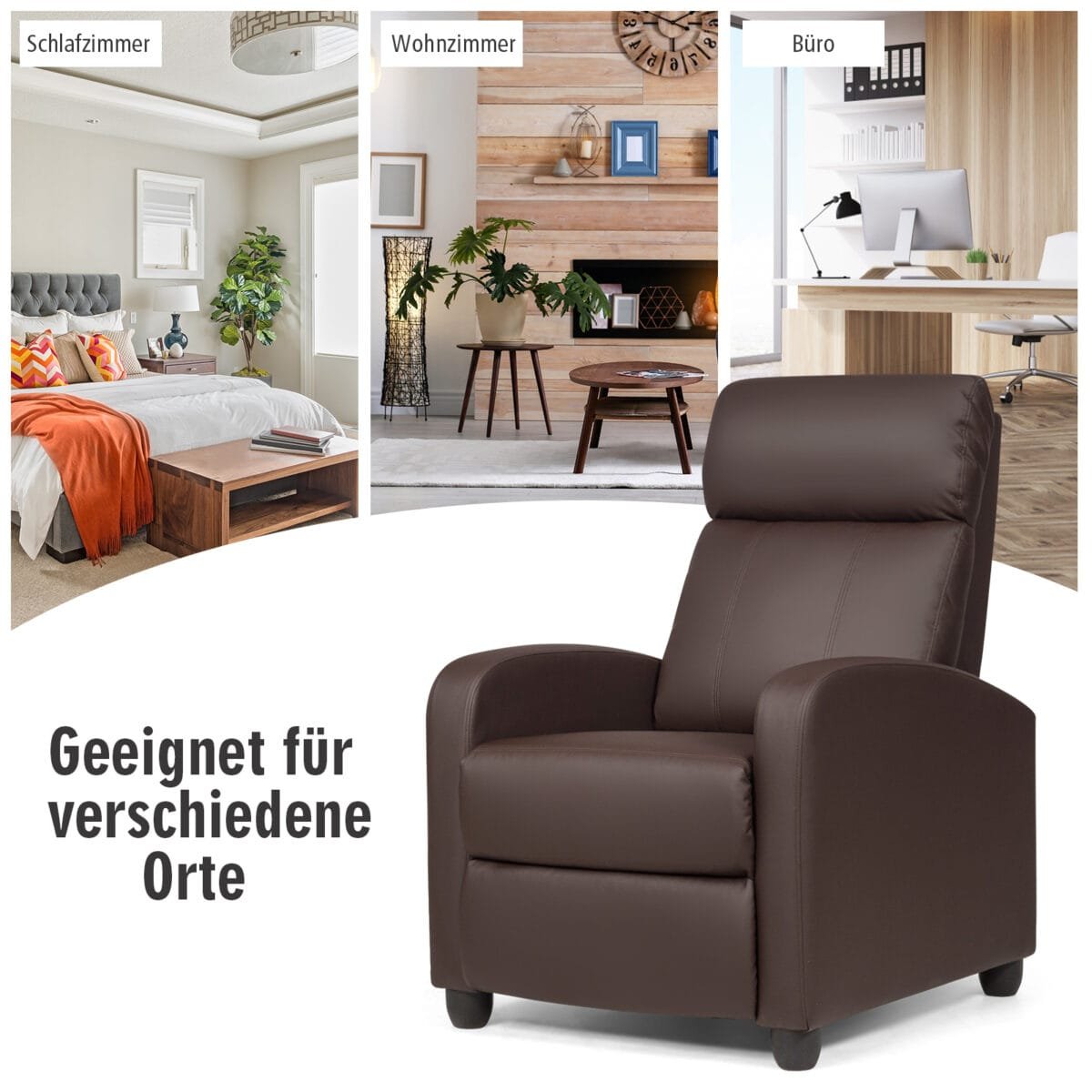 Reguliuojamas poilsio krėslas su pakoja (Ruda)