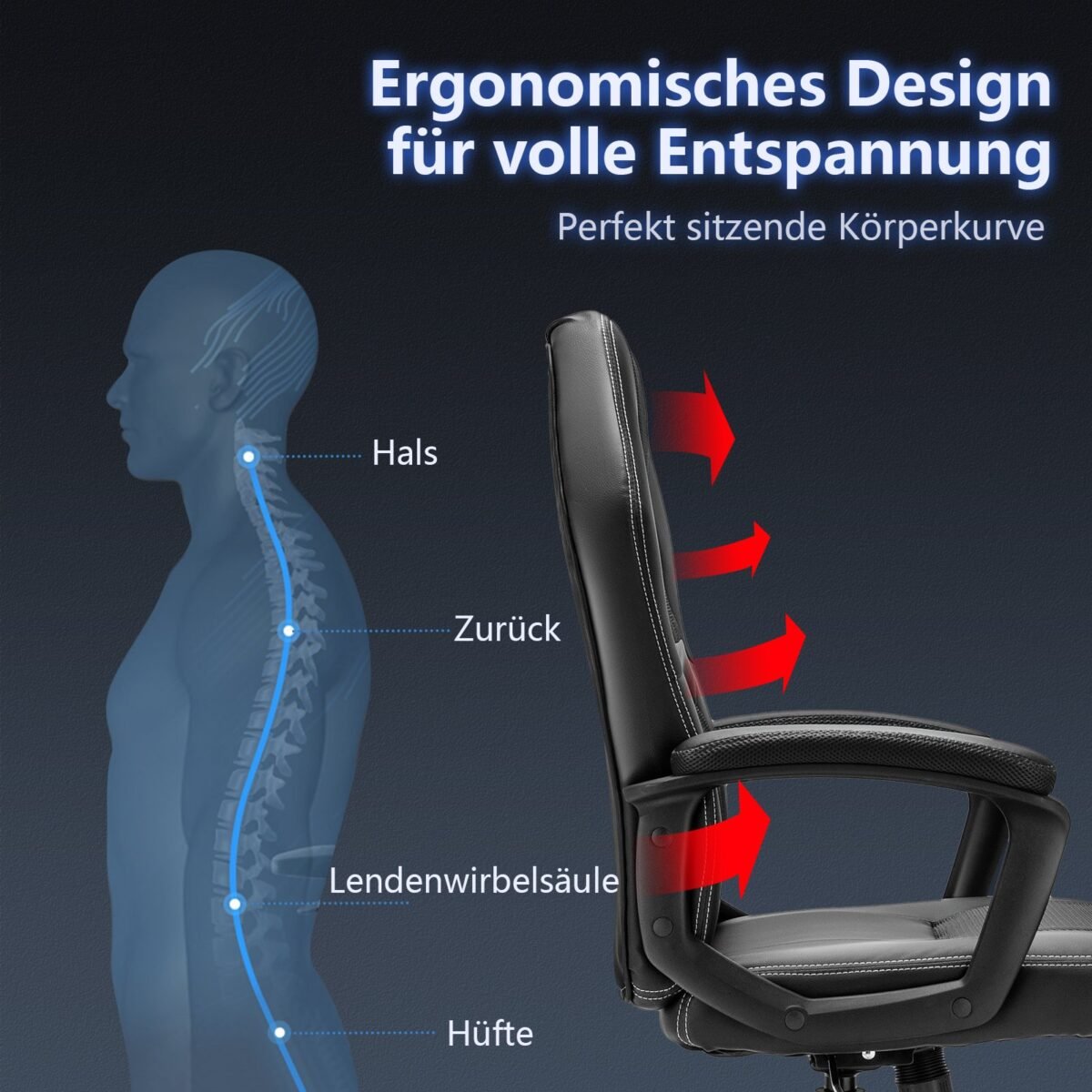 Ergonomiška žaidimų kėdė reguliuojamo aukščio (Juoda)