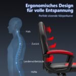 Ergonomiška biuro ir žaidimų kėdė su reguliuojamu aukščiu (Raudona)