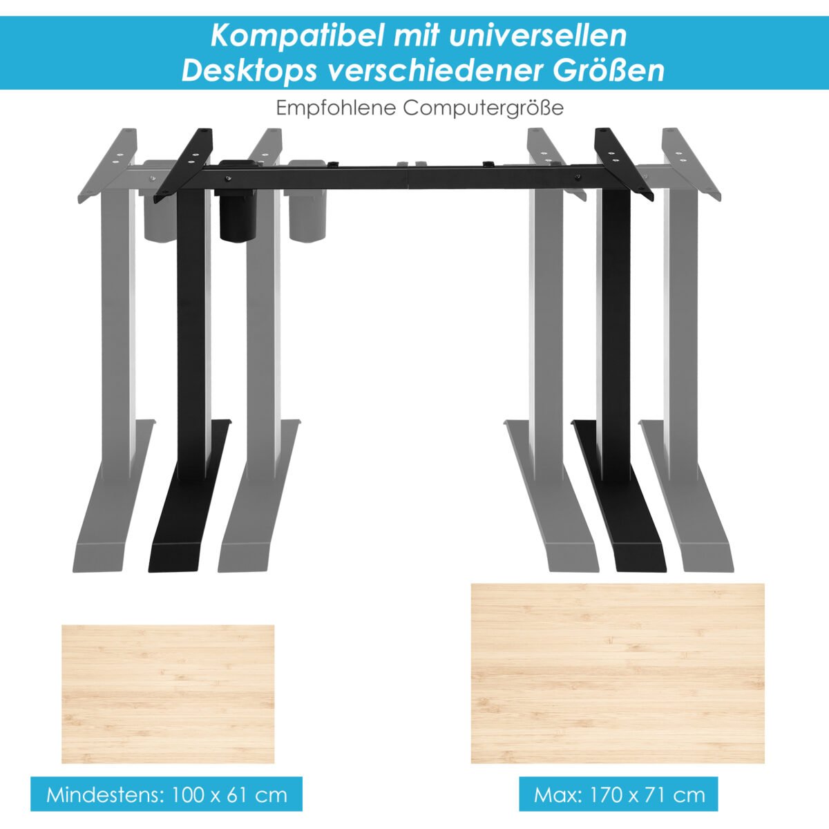 Elektrinis reguliuojamo aukščio stalo rėmas (Juoda)