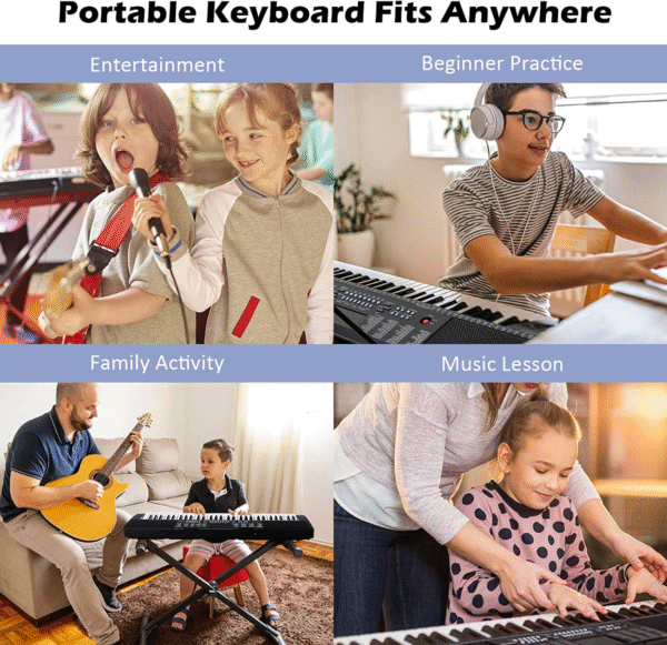 Elektroniniai 61 klavišo klavišiniai instrumentai su LED ekranu (Juoda)