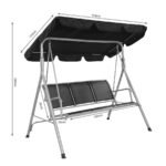 3-vietės sodo sūpynės su stogeliu (Juoda)