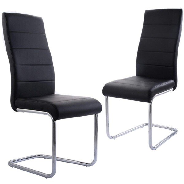 Minkštos sūpuojamos valgomojo kėdės 2 vienetai (Juoda)