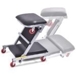 Sulankstomas 2-in-1 dirbtuvių gultas ir montavimo kėdė (Juoda)